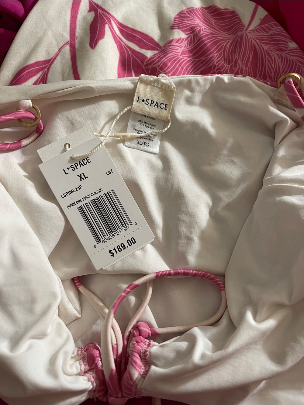 l*space White  PIPER One-Piece Swimsuit with Pink Floral Print - Picture 8 of 8